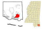 Jackson County Mississippi Incorporated and Unincorporated areas Moss Point Highlighted